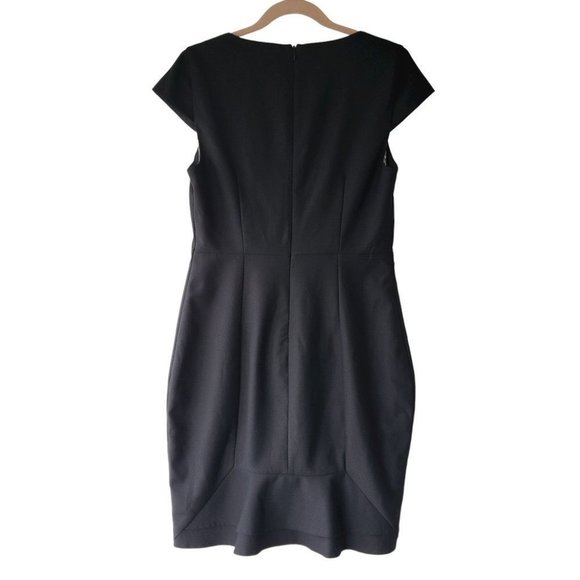 Portmans short sleeve black textured sheath dress with fluted ruffle ski… - Picture 2 of 12